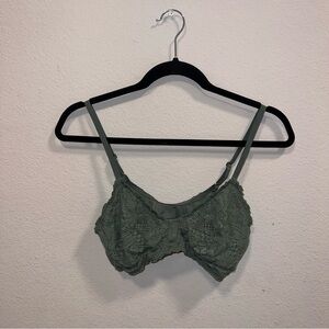 aerie Lace Bralette in Green, Size Large
